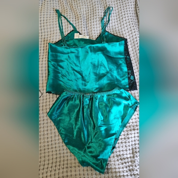 Gold Label VICTORIA'S SECRET Lace Lingerie Teddy 2 Piece Set In Teal/black. Med - Picture 9 of 11